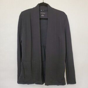 Anthropologie Womens Cardigan Size M Pleat Ruffle Hem Open Front Sweater Black